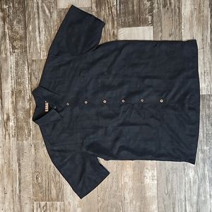 Kahala 1936 Button Down Short Sleeve Black Shirt With Black Palm Trees Medium
